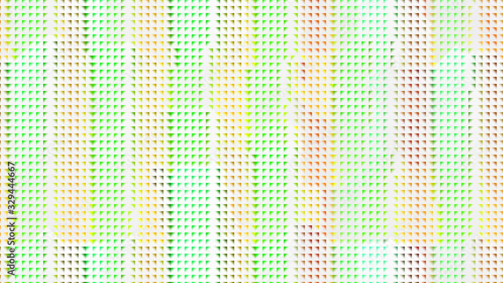 Poster abstract composition, abstract geometric pattern of small colored triangles on a light background, 3