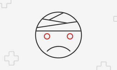 Patient icon, outline sad patient symbol, thin line vector illustration