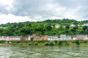 Obraz premium Germany, Rhine Romantic Cruise, a bridge over a body of water