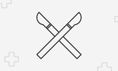 Crossed scalpels icon, outline knives symbol, thin line vector illustration