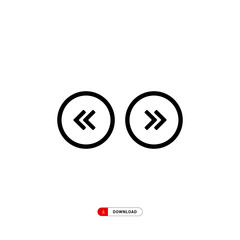 Left and Right Arrows. Arrow web icon. Line arrow icons in circles. Left, Right arrow directions. - Vector