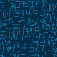 Abstract blue pattern with hand drawn rectangles