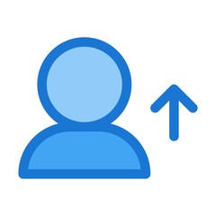 User with up arrow icon in flat style. Social media account, profile sign illustration for perfect web and mobile app designs.