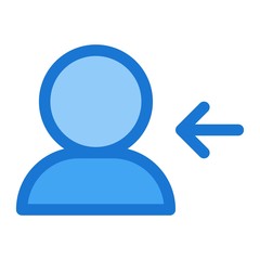 User with left arrow icon in flat style. Social media account, profile sign illustration for perfect web and mobile app designs.