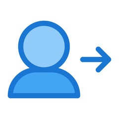 User with right arrow icon in flat style. Social media account, profile sign illustration for perfect web and mobile app designs.