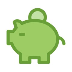 Piggy bank icon in flat style. Saving money symbol. Savings, finance concept.