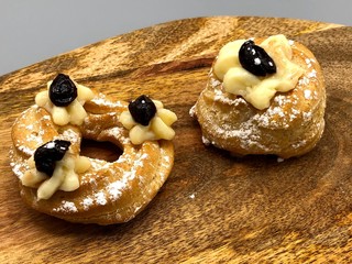Italian Zeppole pastry with cream
