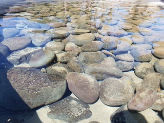 stones in fountain water