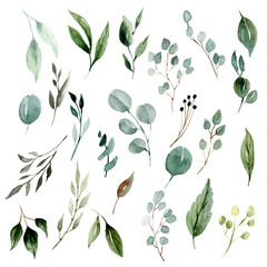 watercolor greens set
