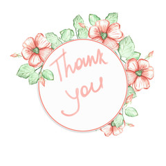 watercolor flowers in a circle with the words thank you
