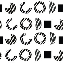 Obraz premium Vector geometry seamless pattern looking like O GOD letters. Shades of grey on white.