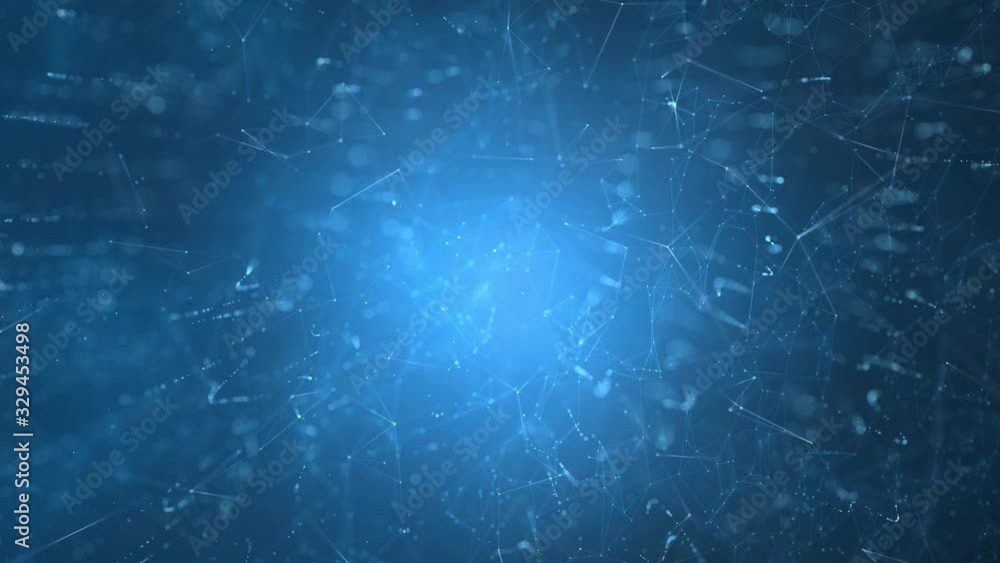 Poster abstract blurry blue lines and dots bokeh animation copy space background.