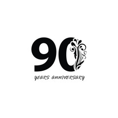 90 years anniversary vector, style  for celebration, logo template