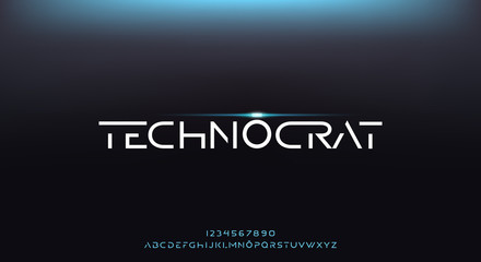 Technocrat, an abstract elegant technology futuristic alphabet font. digital space typography vector illustration design