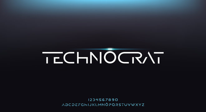 Technocrat, an abstract elegant technology futuristic alphabet font. digital space typography vector illustration design