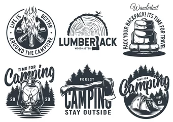 Foto op Plexiglas Set of camping travel outdoor adventure emblem © Casoalfonso