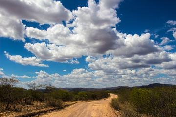 Fototapeta premium Desert road with cloud sky