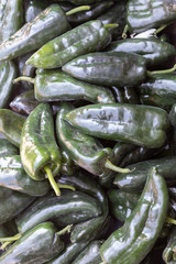 Poblano peppers at Mexican street market.