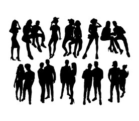 Happy Couple Silhouettes, art vector design