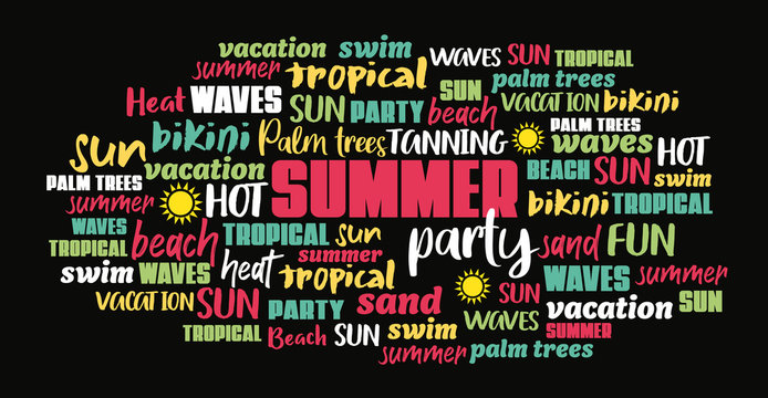 Summer related concept cloud word tag