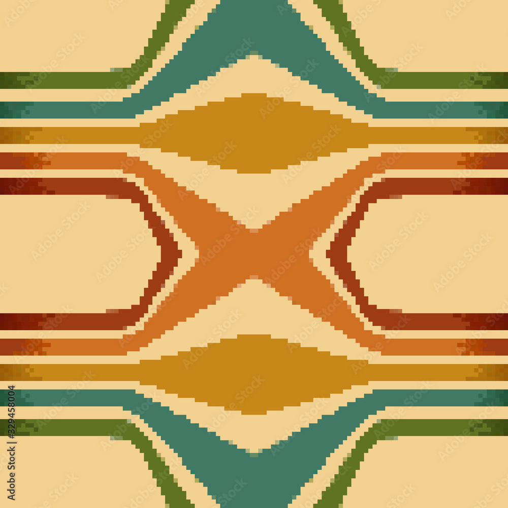 Poster geometric abstract seamless pattern background of pixel art. 70s pattern. pixel art 8 bit. vintage w