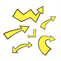 Arrows. Vector colored arrows in cartoon style. Set black arrows on a white background. EPS 10 illustration