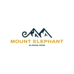Modern and Vintage Design Logo, Old Mountain and Elephant or Mountain form the letter M
