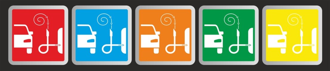 Vector illustration, sign service station with vacuum cleaner for car.