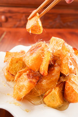 Hot candied sweet potato,Chinese food.