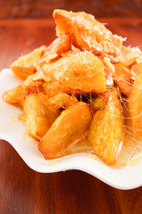 Hot candied sweet potato,Chinese food.