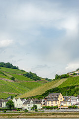 Germany, Rhine Romantic Cruise, a large building with a mountain in the background