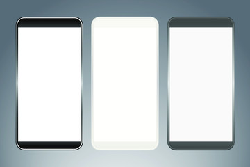 Vector illustration of smartphones with blank display.