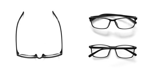 Collection of fashion glasses isolated on white background
