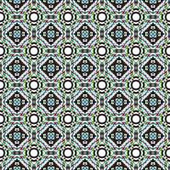 Geo Art. Ornament. Teal, Green, Mint Embroidery. 