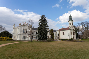 The famous Brunszvik Palace in Martonvasar, Hungary on a sunny spring day.