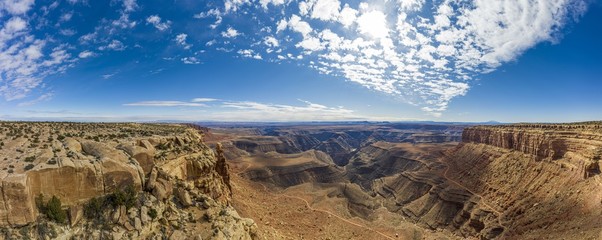 View over San Juan river canyon in Utah from Muley Point near Monument Valley with spectacular...