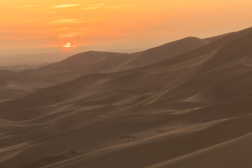 Mongolia Gobi desert, Khongor sand dunes at sunset