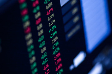 Stock exchange market chart, Stock market data on LED display. Business analysis concept.