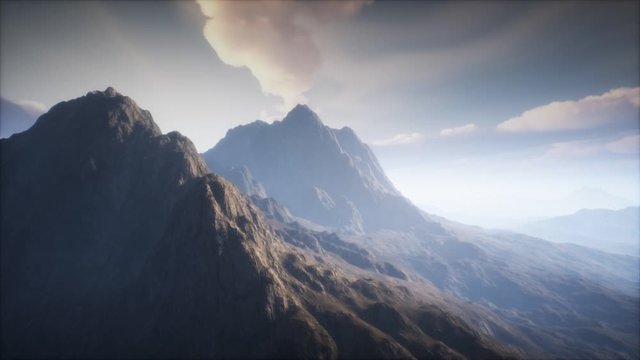 Volcano Crater Landscape with Fog