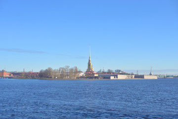 Fototapeta na wymiar Neva river and Peter and Paul fortress.