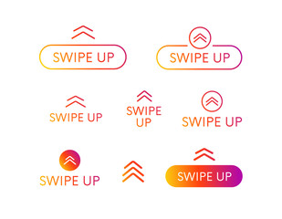 Swipe up button collection. Vector social media ui concept. Scroll banner sign.