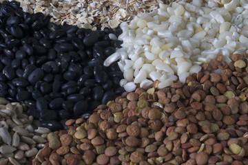 A lot of different grain on a table