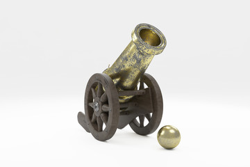 3d ramadan cannon gun isolated