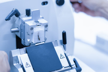 Rotary Microtome Section for diagnosis in pathology make microscope slide pathology.