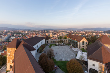 Fototapeta na wymiar Panoramic view of the Ljubljana castle