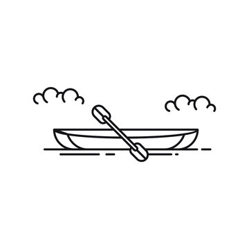 recommend clip art: Simple boat canoe icon line art vector