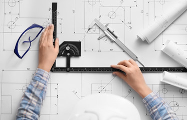 Female engineer working in office