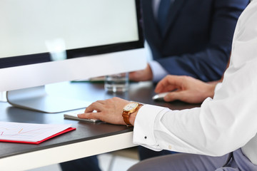 Businessman working on computer in office