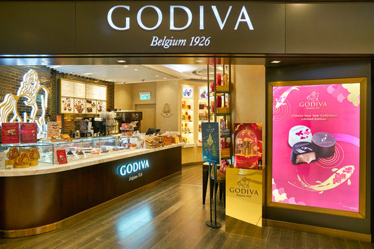 HONG KONG, CHINA - CIRCA JANUARY, 2019: Godiva storefront in Elements shopping mall.