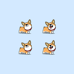 Cute welsh corgi dog cartoon set, vector illustration